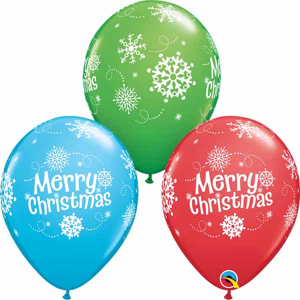 Merry Christmas Snowflakes printed latex balloons
