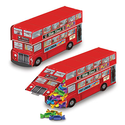 Double Decker bus centerpiece measures 9 inches 1 per package