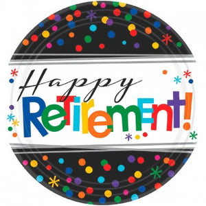 Happy retirement 7 inch plates 8 per package