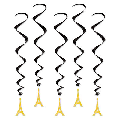 gold eiffel tower whirls 5 per package