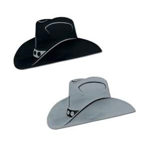 foil cowboy hat sillhouette in black or silver 16 inches 1 per package