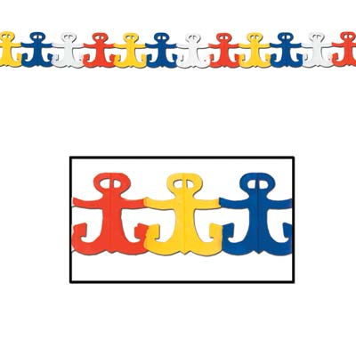 anchor garland red blue white and yellow 12 feet 1 per package
