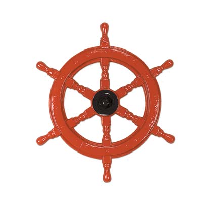 plastic ship's helm brown with black 24 inches