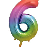 Number 6 Rainbow 34"  Foil Balloon