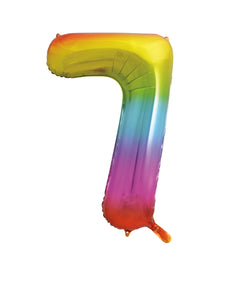 Number 7 Rainbow Foil Balloon 34"