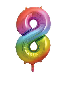 Rainbow number 8 foil balloon