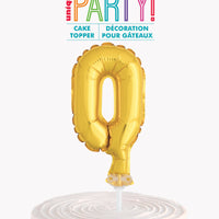 gold foil balloon cake topper #0, in package