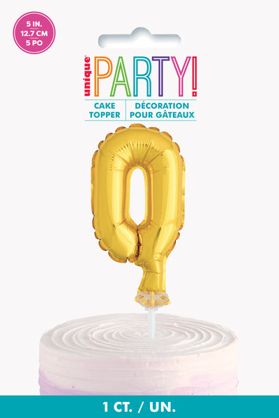 gold foil balloon cake topper #0, in package