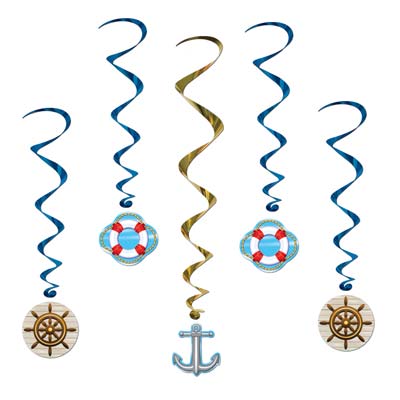 cruise ship whirls ships helm  life preserver anchor 5 per package 40 inches