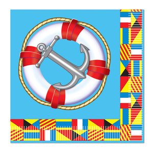 nautical luncheon napkins with anchor life preserver and nautical flags 16 per package