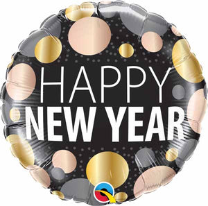 New Year Metallic Dots 18" Round foil balloons
