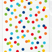 cellophane bags, clear with multicoloured dots, in package