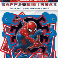 spiderman happy birthday banner, packaged