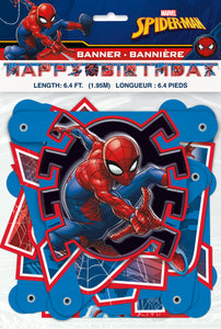 spiderman happy birthday banner, packaged