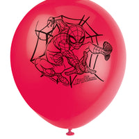 Spiderman 12inch latex balloons, red