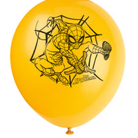 Spiderman 12inch latex balloons, yellow