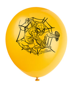 Spiderman 12inch latex balloons, yellow