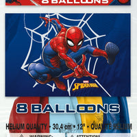 Spiderman 12inch latex balloons, 8 count