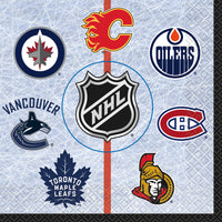 NHL luncheon napkins featuring logos of 7 Canadian teams 16 count