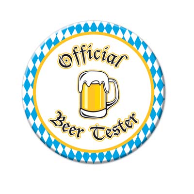 official beer tester button 3.5 inches