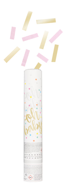 Pink and gold baby shower confetti cannon