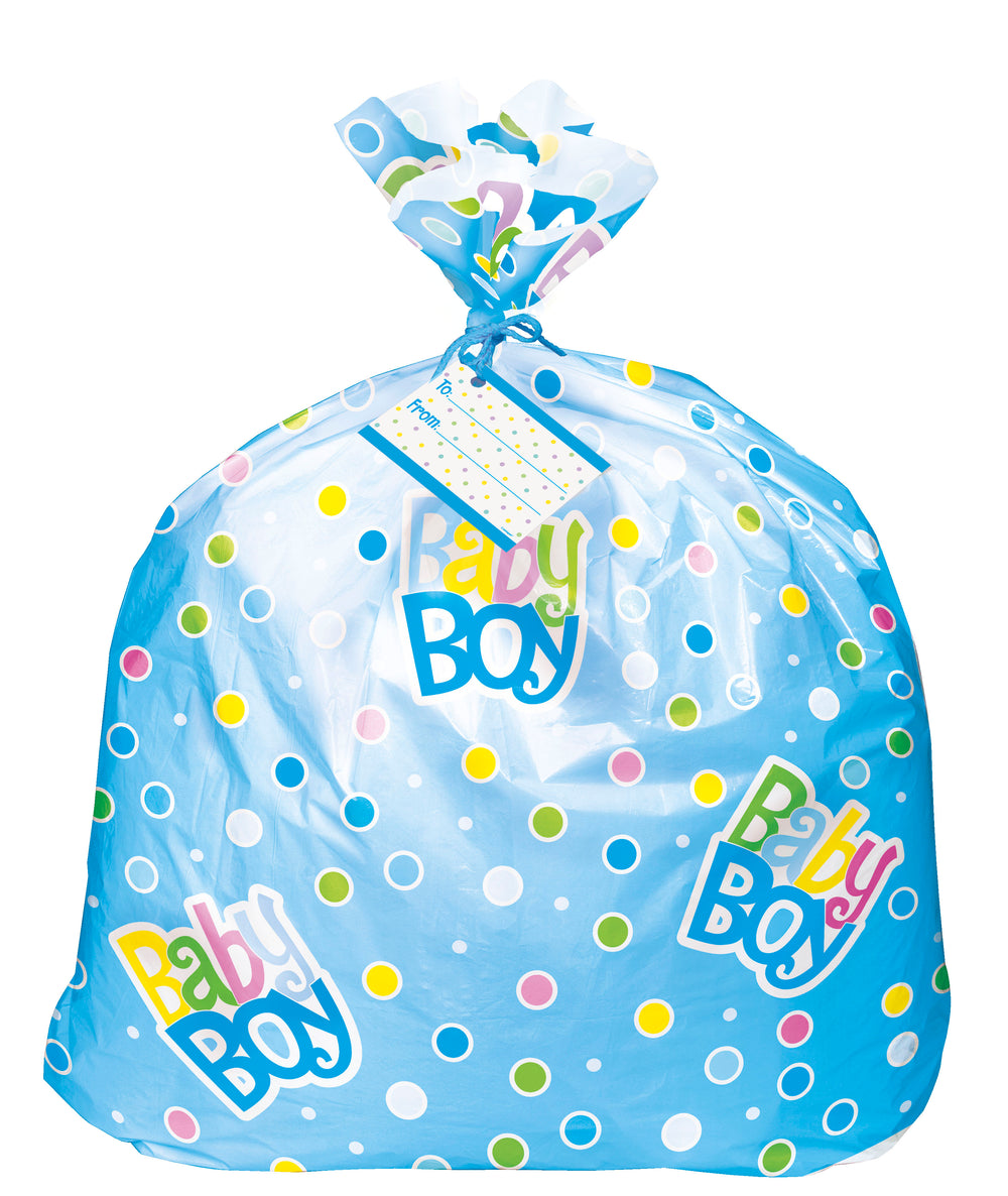 Blue Dots Baby Shower Jumbo Plastic Gift Bag