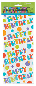 bubbly birthday cellophane bags, in package
