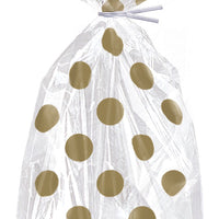 cellophane bags, clear with gold dots
