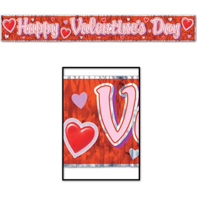 Valentine's Day Metallic fringed 5' Banner