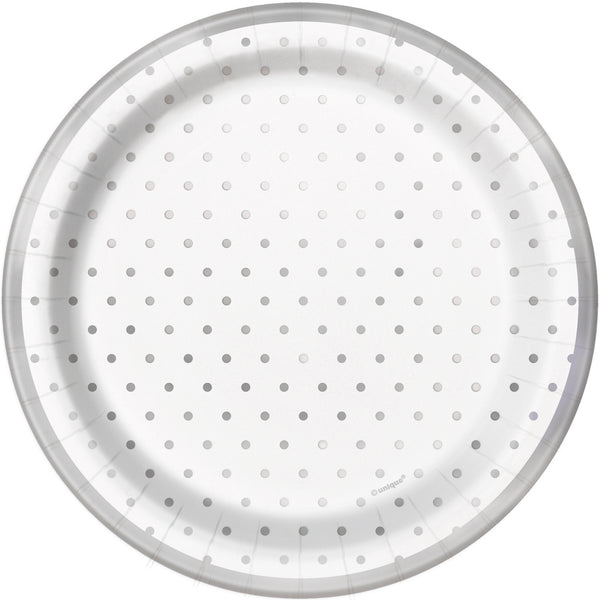 silver polka dot 7 inch dessert plates