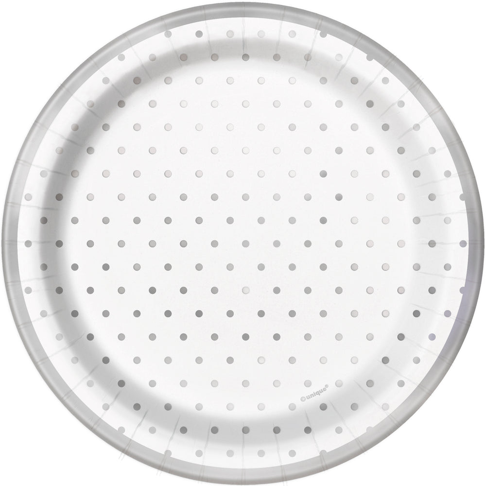 silver polka dot 7 inch dessert plates