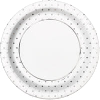silver polka dot 9 inch dinner plates
