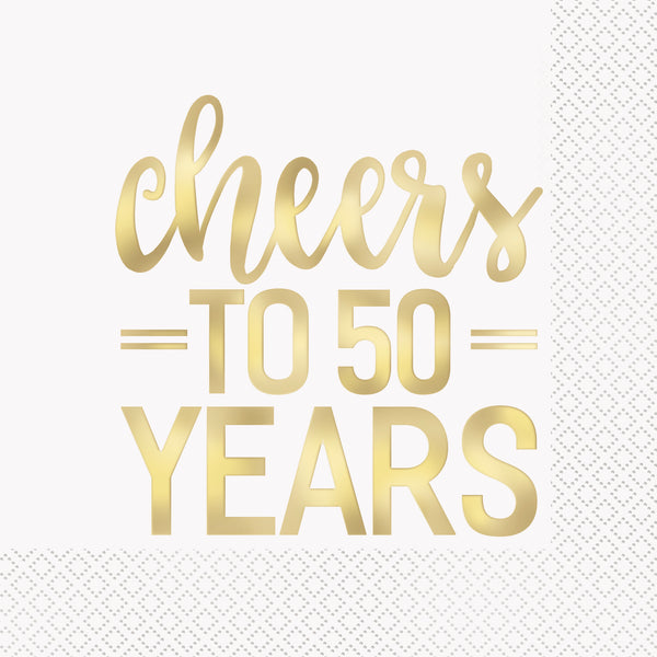 cheers to 50 years luncheon napkins, 16 count