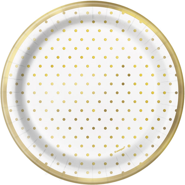 gold polka dot 7 inch dessert plates