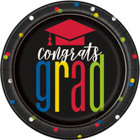 9 inch Colourful Grad Cap dinner plates