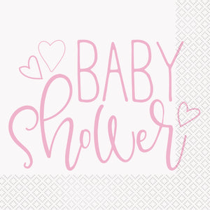 pink heart baby shower luncheon napkins