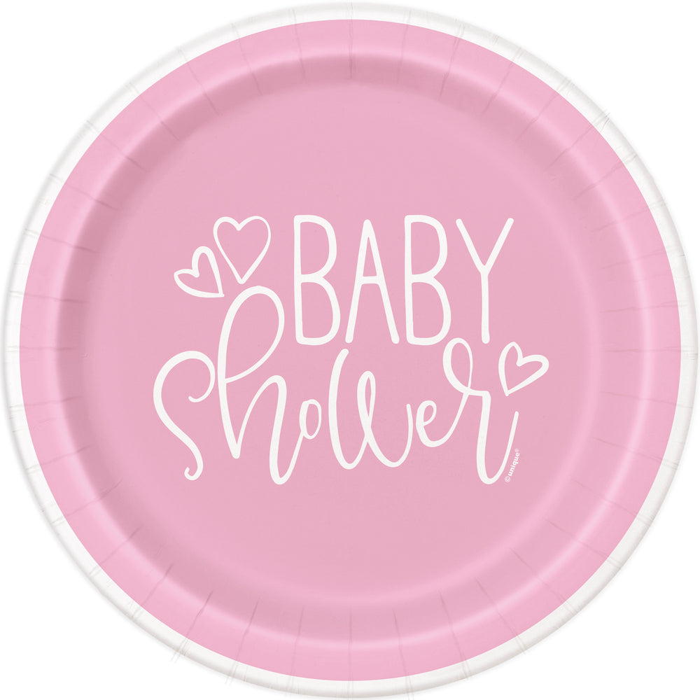 7 inch pink heart dessert plates