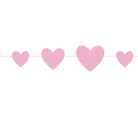 9 foot long, pink cutout heart garland open