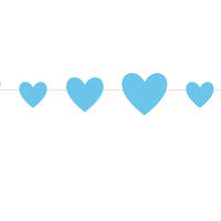 9 foot long, blue cutout heart garland open
