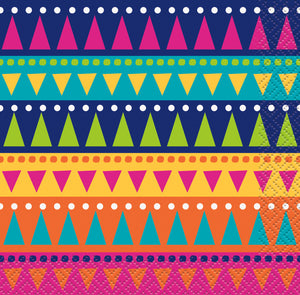 multi-coloured fiesta themed beverage napkins 24 count