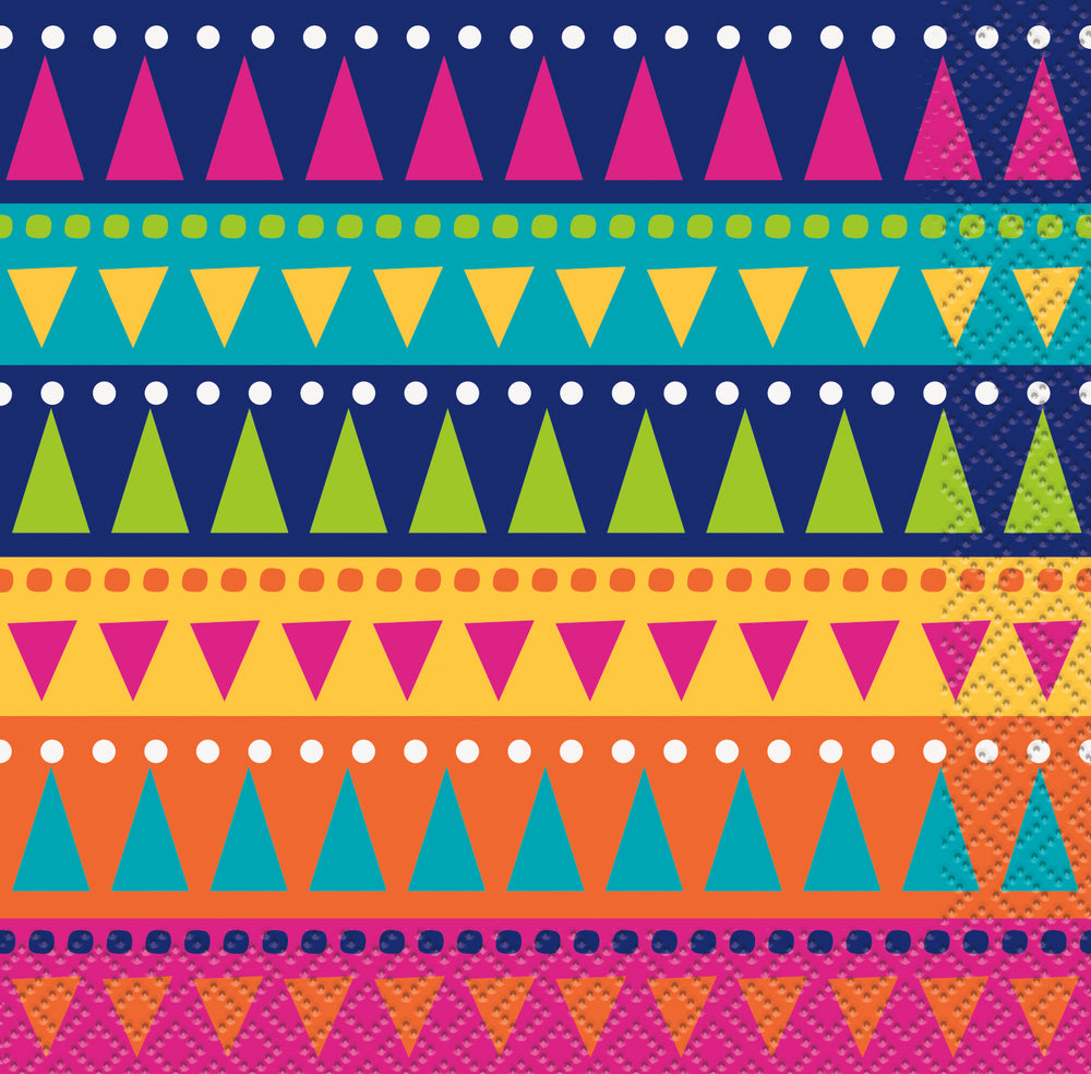 multi-coloured fiesta themed beverage napkins 24 count