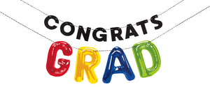 congrats grad letter balloon banner, measures 6 feet