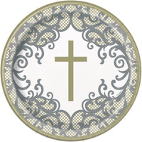 9 inch plates with gold cross design