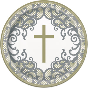 9 inch plates with gold cross design