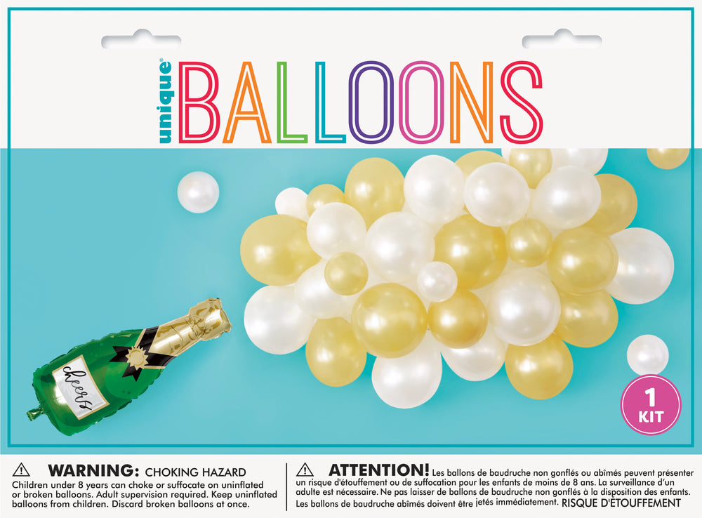 balloon cascade kit with champagne foil balloon