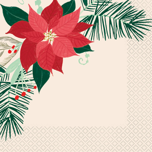 Red and Gold Poinsettia Luncheon Napkins