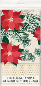 Red and Gold Poinsettia Plastic table cover