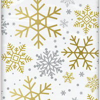 Silver and Gold Snowflakes plastic table cover