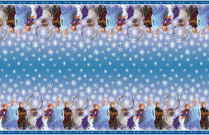 frozen plastic tablecover anna elsa sven olaf and kristoff with snowflakes 54 inches by 84 inches