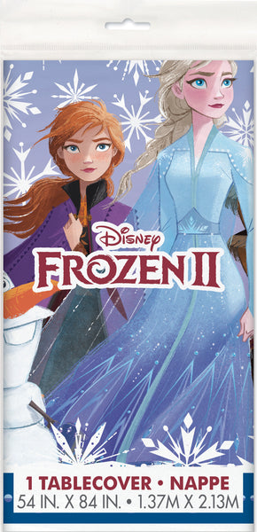 frozen plastic tablecover anna elsa sven olaf and kristoff with snowflakes 54 inches by 84 inches in package